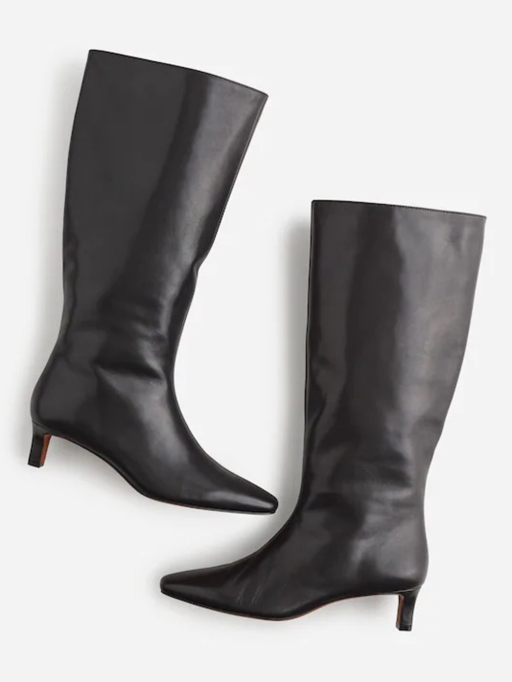 Madewell The Dimes Kitten-Heel Knee-High Boot in Black Leather 8 M $298 NR832 - Picture 1 of 7